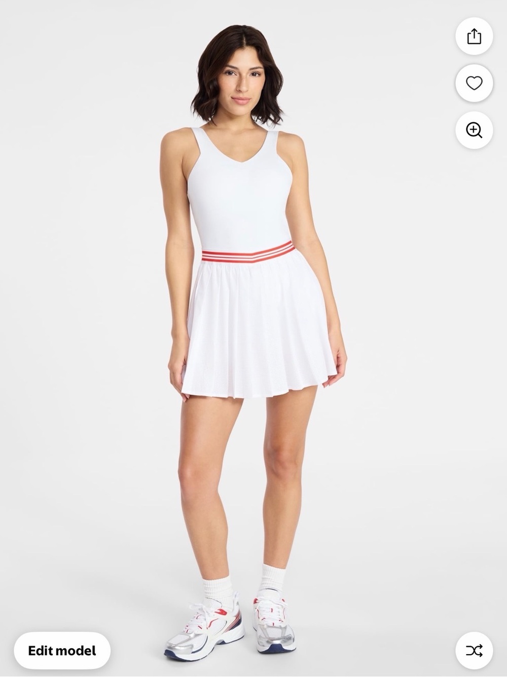 Avia White Tennis Dress with Red Stripe Waistband - Picture 2 of 3